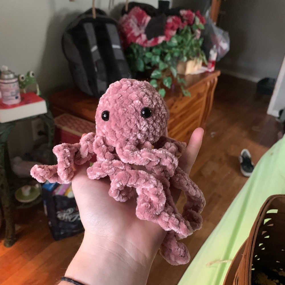 Boho handmade crochet pink octopus !